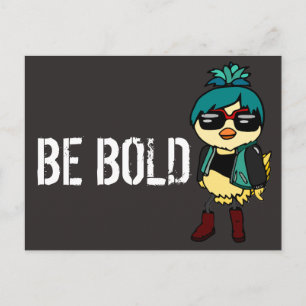 Black and Blue Trendy Inspirational "Be Bold" Bird Postcard