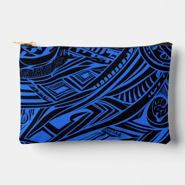 Black And Blue Tribal Abstract  Accessory Pouch (Front)