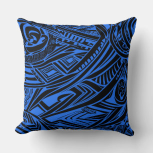 Black And Blue Tribal Abstract  Cushion