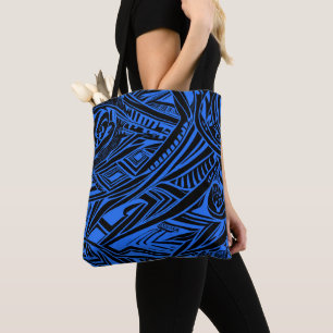Black And Blue Tribal Abstract Tote Bag