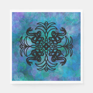 Black and Blue Tribal Snake  Napkin