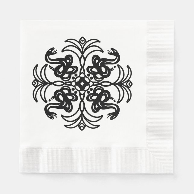 Black and Blue Tribal Snake  Napkin (Front)