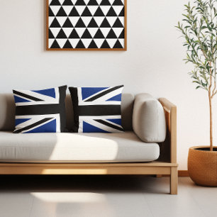 Black and Blue Union Jack Half Cushion