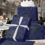 Black And Blue Vintage Floral Ombre Elegant Wrapping Paper<br><div class="desc">A black and blue vintage floral ombre wrapping paper featuring sumptuous flowers in on ombre black and blue tone.</div>