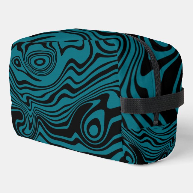 Black and Blue Waves Custom Colours Dopp Kit (Left Corner)