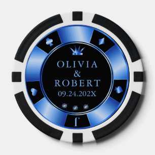 Black and blue wedding poker chips