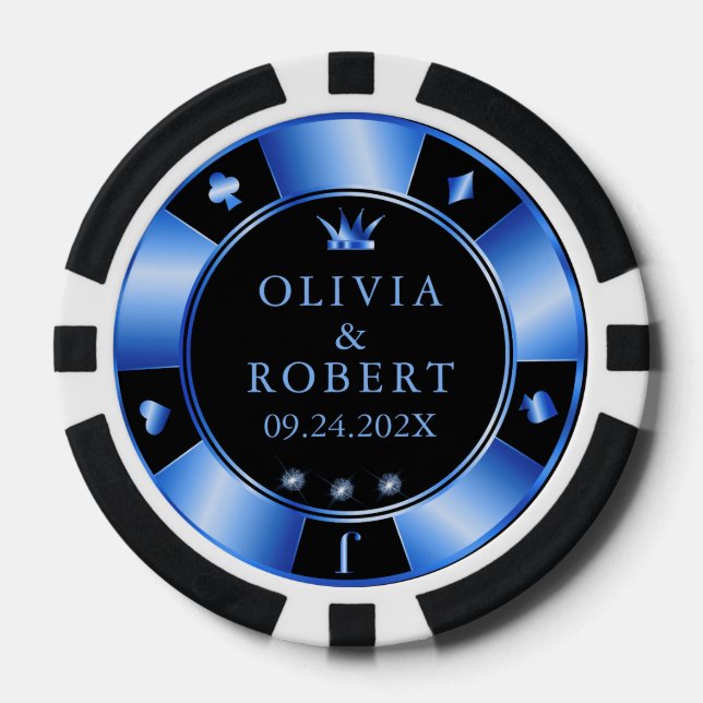 Black and blue wedding poker chips (Front)