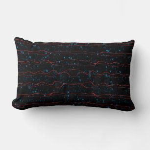 Black and Blue with Wavy Red Lines Lumbar Cushion