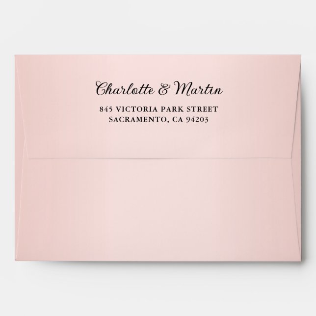 Black and Blush Pink Wedding Envelope (Back (Top Flap))
