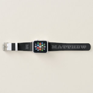 Black and bold typography design custom monogram apple watch band