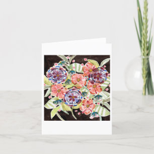 Black and Bright Floral Watercolor Notecard