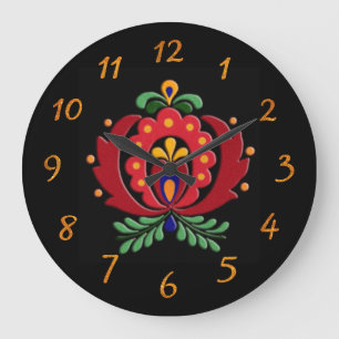 Black and Bright Hungarian Folk Art Clock