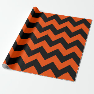Black and Bright Orange Extra Large Chevron Wrapping Paper