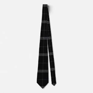 Black and Bright White Tartan Pattern Tie