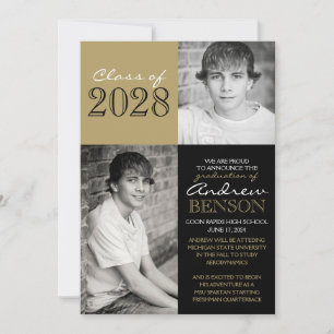 Black and Bronze 2 Photo Graduation Announcement