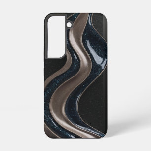 Black and Bronze Abstract Wave Glitter Samsung Galaxy Case