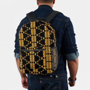 Black and Bronze Design Printed Backpack