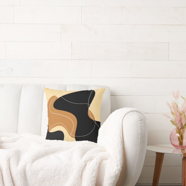 Black and Brown Abstract Designer Cushion (Couch)