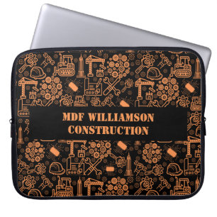 black and brown Architectural Blueprint Engineer Laptop Sleeve
