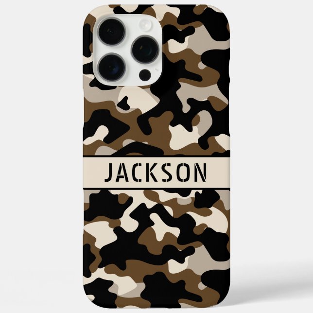 Black and Brown Camouflage Personalised Case-Mate iPhone Case (Back)