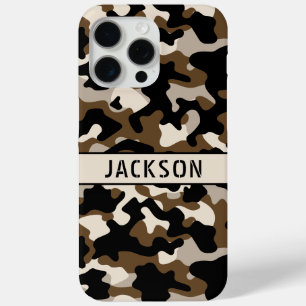 Black and Brown Camouflage Personalised iPhone 15 Pro Max Case