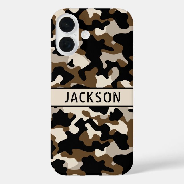 Black and Brown Camouflage Personalised Case-Mate iPhone Case (Back)