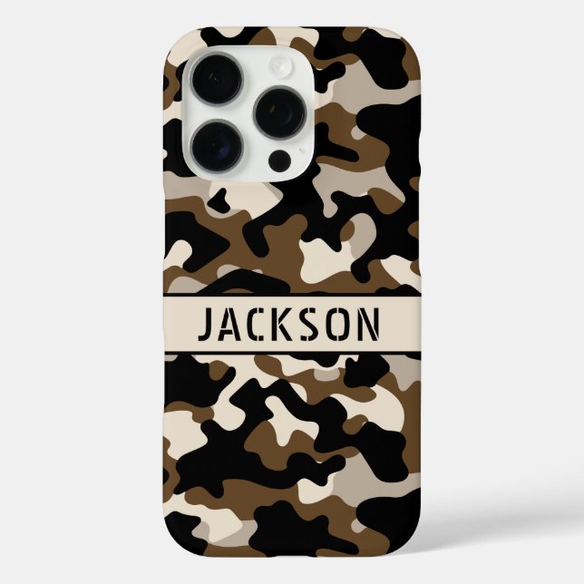 Black and Brown Camouflage Personalised Case-Mate iPhone Case (Back)