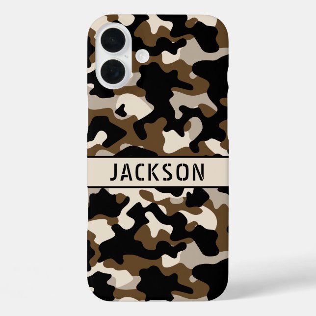 Black and Brown Camouflage Personalised Case-Mate iPhone Case (Back)