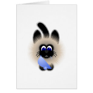 Black And Brown Cat Holding A Pale Blue Mouse