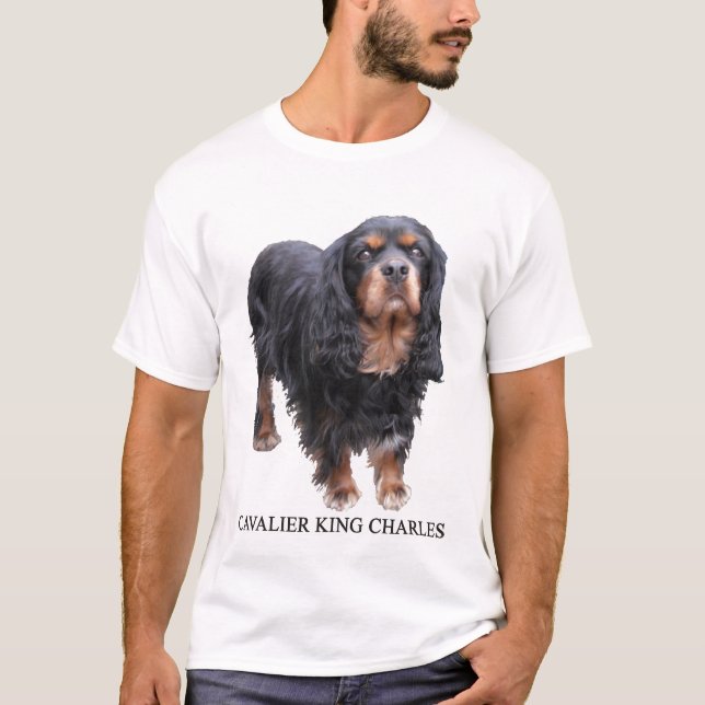 Black and Brown Cavalier King Charles dog T-Shirt (Front)