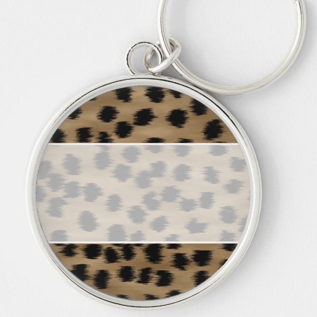 Black and Brown Cheetah Print Pattern. Key Ring (Front)
