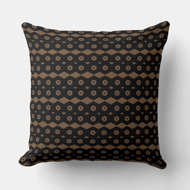 Black and Brown Geometric Pattern Cushion (Front)