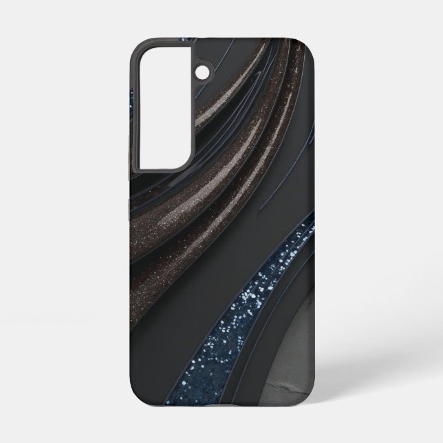 Black and Brown Glitter Wave Samsung Galaxy S22 Case (Back)