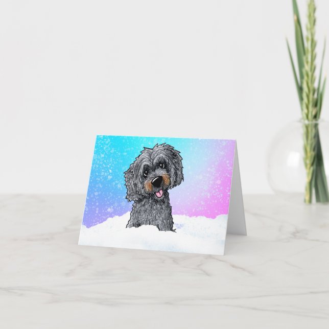 Black and Brown Goldendoodle  Card (Front)