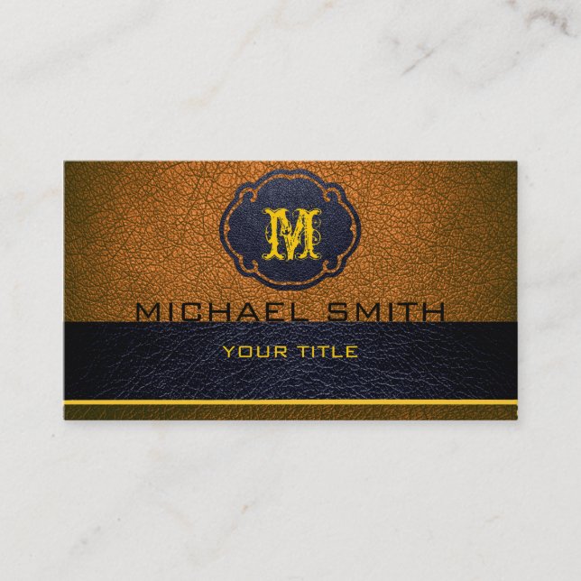 Black and Brown Leather Business Card (Front)