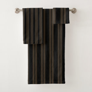 Black and Brown Striped Bath Towel Set
