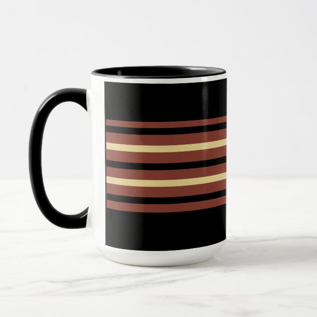 Black and Brown Striped Coffee Mug Cup (Left)