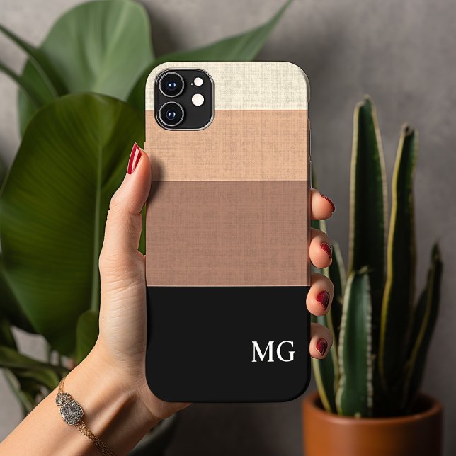Black and Brown Striped Personal Initials Case-Mate iPhone Case (Creator Uploaded)