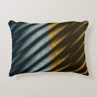 BLACK AND BROWN STRIPED TEXTILE DECORATIVE CUSHION