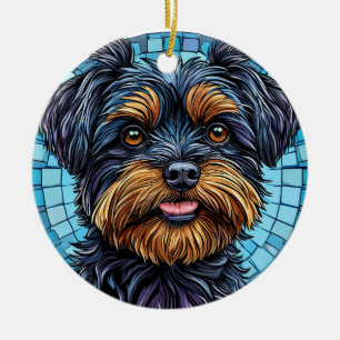 Black and Brown Terrier Dog Ceramic Ornament
