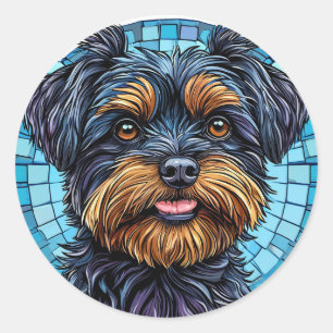 Black and Brown Terrier Dog Lover Gift Classic Round Sticker
