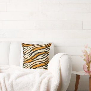 Black and Brown Tiger Stripes Pattern Cushion