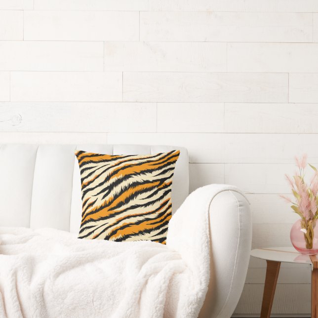 Black and Brown Tiger Stripes Pattern  Cushion (Couch)