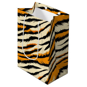 Black and Brown Tiger Stripes Pattern  Medium Gift Bag