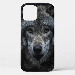 BLACK AND BROWN WOLF PAINTING iPhone 12 CASE