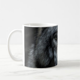 BLACK AND BROWN WOLF PAINTING COFFEE MUG