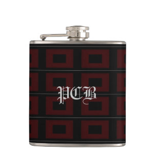 Black and Burgandy Contemporary Flask-pcb Hip Flask