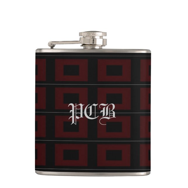Black and Burgandy Contemporary Flask-pcb Hip Flask (Front)