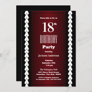 Black and Burgundy 18th Birthday Party Invitation
