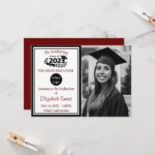 Black and Burgundy Class of 2023 Graduation Invitation